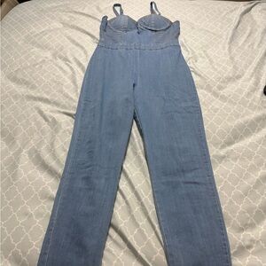 Size M Blashe Light Blue One-Piece Denim Jumpsuit